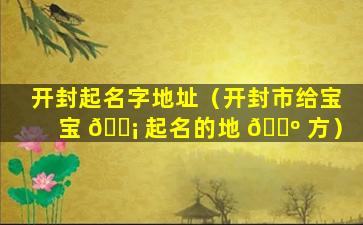 开封起名字地址（开封市给宝宝 🐡 起名的地 🌺 方）